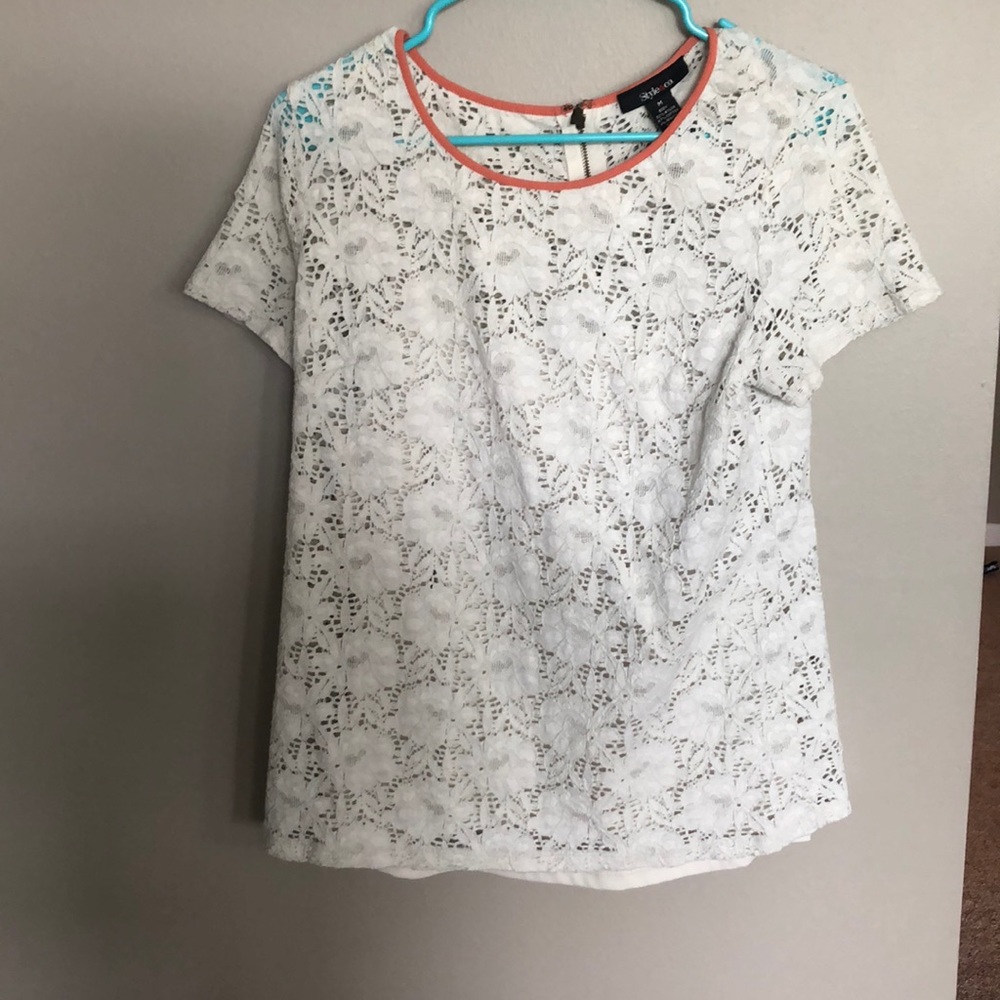 Mesh cream colored top